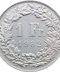 1982 One Franc Switzerland Coin