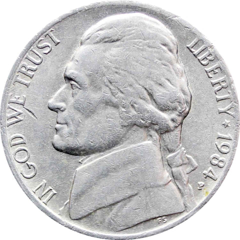 1984 P United States 5 Cents Coin Jefferson Nickel 1st portrait