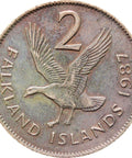 1987 2 Pence Falkland Islands Elizabeth II Coin 2nd portrait