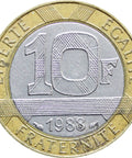 1988 10 Francs France Coin dolphin mark