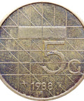 1988 5 Gulden Netherlands Coin Beatrix
