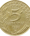 1990 5 Centimes France Coin Marianne