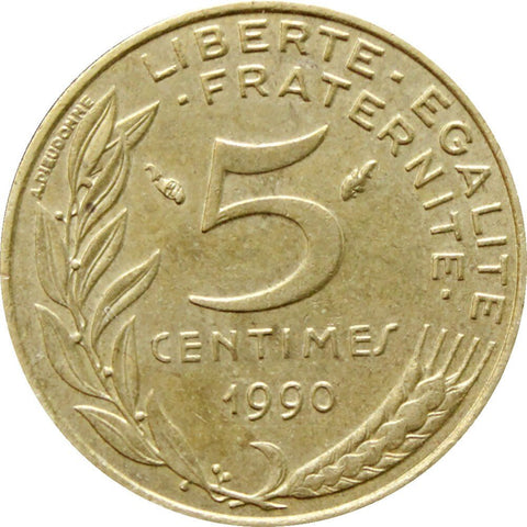 1990 5 Centimes France Coin Marianne