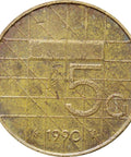 1990 5 Gulden Netherlands Coin Beatrix
