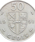 1991 50 Cedis Ghana Coin