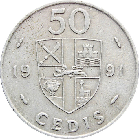 1991 50 Cedis Ghana Coin