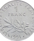 1991 One Franc France Coin