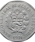 1991 One Nuevo Sol Peru Coin with Braille