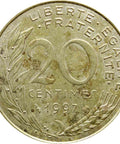 1997 20 Centimes France Coin Marianne Bee Mark