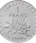 1999 One Franc France Coin