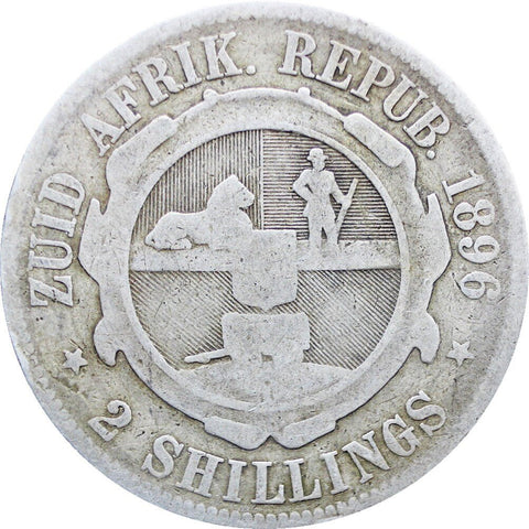 2 Shilling 1896 South Africa ZAR Paul Kruger Silver Coin
