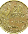 20 Francs 1952 France signature G GUIRAUD 4 feathers