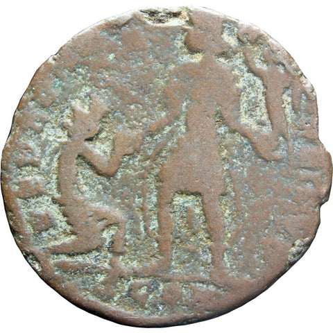 367 - 383 A.D. Roman Empire Gratian Bronze AE2 Coin 1 Follis Arles Mint