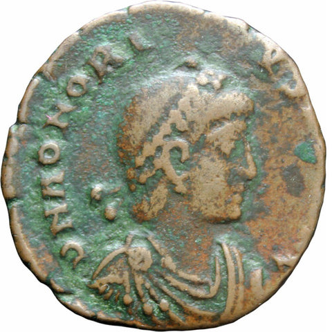 384 - 423 A.D Western Roman Empire Honorius AE3 Coin Cyzicus Mint