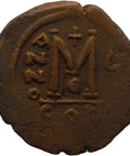 578 - 582 Byzantine Empire Coin Tiberius II Constantine Bronze Follis Constantinople Mint