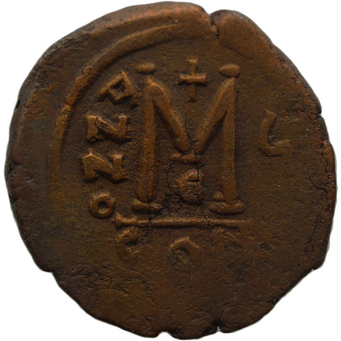 578 - 582 Byzantine Empire Coin Tiberius II Constantine Bronze Follis Constantinople Mint