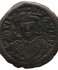 578 - 582 Byzantine Empire Follis Tiberius II Constantine Bronze Coin Constantinople Mint