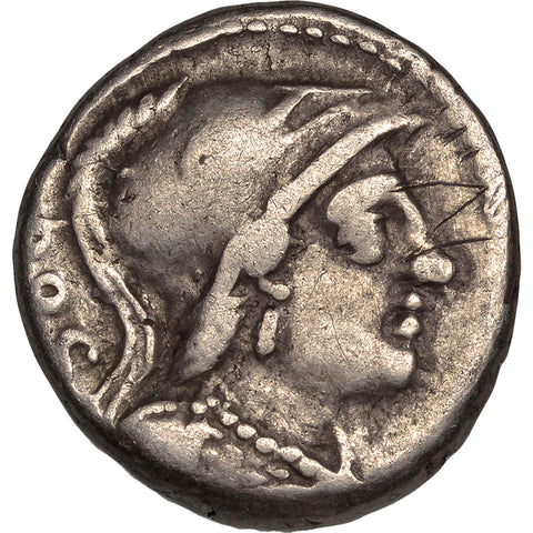 87 BC Roman Republic Coin Denarius Rubria Lucius Rubrius Dossenus Silver