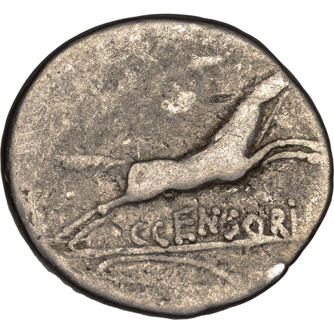 88 BC Roman Republic Denarius Caius Marcius Censorinus Coin Silver