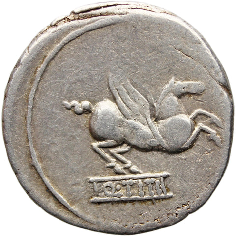 90 BC Roman Republic Denarius Coin Silver Quintus Titius Q•TITI Pegasus