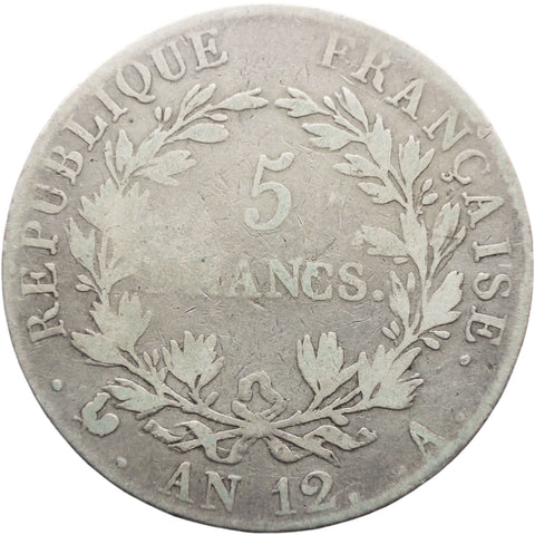 AN 12 5 Francs 1803 Silver Coin France Napoleon Bonaparte Paris Mint