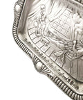 Antique 1897 Victorian Era Sterling Silver Card Tray Johnson, Durban & Co Ltd Birmingham Hallmarks Embossed scene of Sir Walter Raleigh