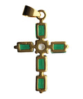 Cross Green Glass Vintage Crucifix Pendant
