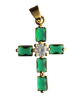 Cross Green Glass Vintage Crucifix Pendant