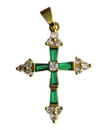 Cross Pendant Green Glass Vintage Religious
