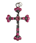 Cross Pendant Pink Glass Vintage Religious