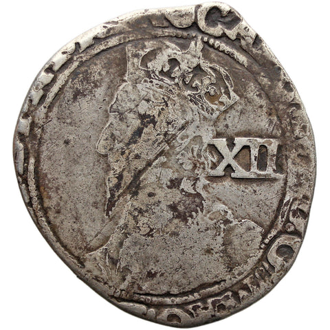 England 1639 – 1643 Shilling Charles I Coin Hammered Silver Group F, 6th bust Briot's