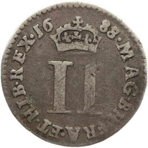 England 1688 2 Pence Maundy James II Coin Silver