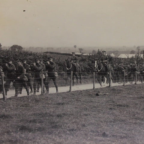 Folkestone British Soldiers Marching in the Countryside - World War I Postcard