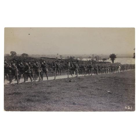 Folkestone British Soldiers Marching in the Countryside - World War I Postcard