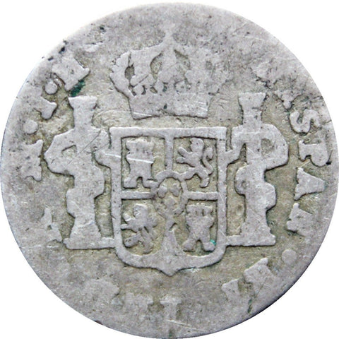 Half Real 1809 TH Mexico Ferdinand VII Coin