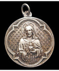 1910’s Antique Religious France Jesus Christ Mary Medal Signed Penin Silver-plated