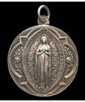 1910’s Antique Religious France Jesus Christ Mary Medal Signed Penin Silver-plated