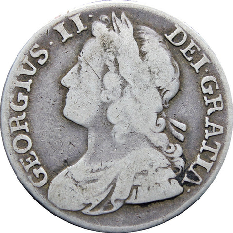 1739 Shilling Coin George II Silver Coins Great Britain Old Money Antique Numismatic British Roses in angles