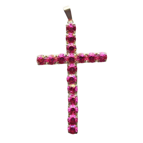 Large Vintage Cross Pink Pendant Religion
