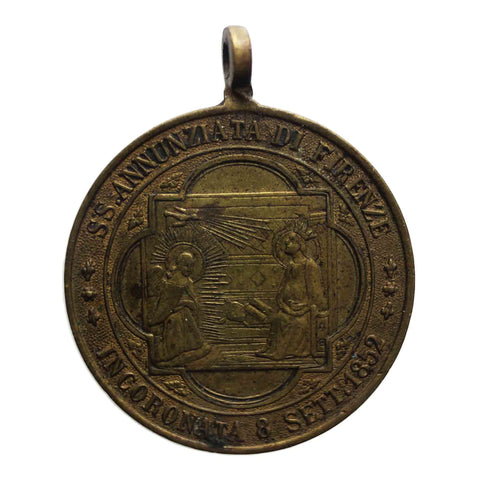 Antique Religious Medal Firenze Incoronata 1852 Santissima Annunziata, Florence Ricordo del Pellegrinaggio Catholic Medallion