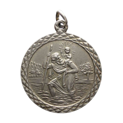 St Christopher Pendant Vintage Silver
