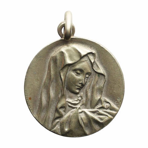 Pendant Vintage Virgin Mary Medallion Religion