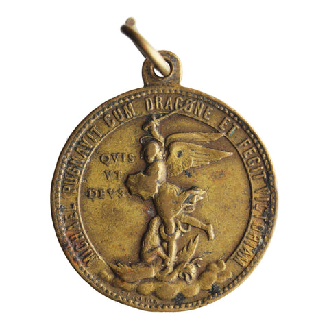 France Antique Medallion Religion Christian Medal Michael Pugnavit Cum Dracone Et Fecit Victoriam