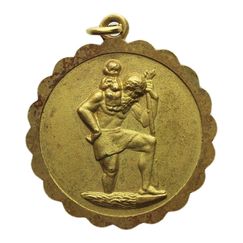 St Christopher Vintage Medallion Pendant Religious