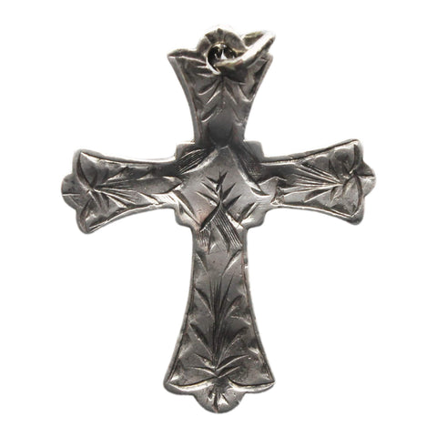 1900 Antique Crucifix Cross Pendant Sterling Silver Victorian Era