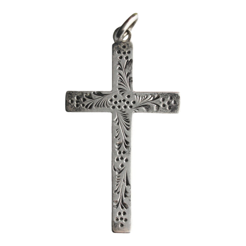 1918 Antique Crucifix Cross Pendant Sterling Silver