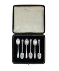 1917 Antique George V Era Sterling Silver Set Six Tea Spoons Original Case Silversmith Robert Pringle & Sons Sheffield Hallmarks