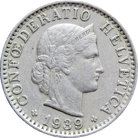 1939 Switzerland 20 Rappen Coin