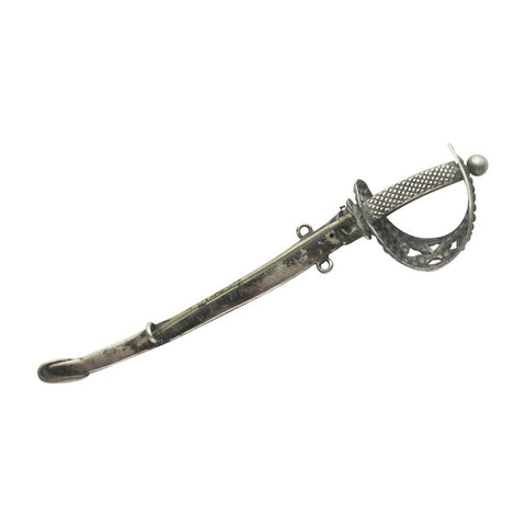 1880's Antique Victorian Silver Large Sword Pin Brooch
