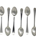 1917 Antique George V Era Sterling Silver Set Six Tea Spoons Original Case Silversmith Robert Pringle & Sons Sheffield Hallmarks